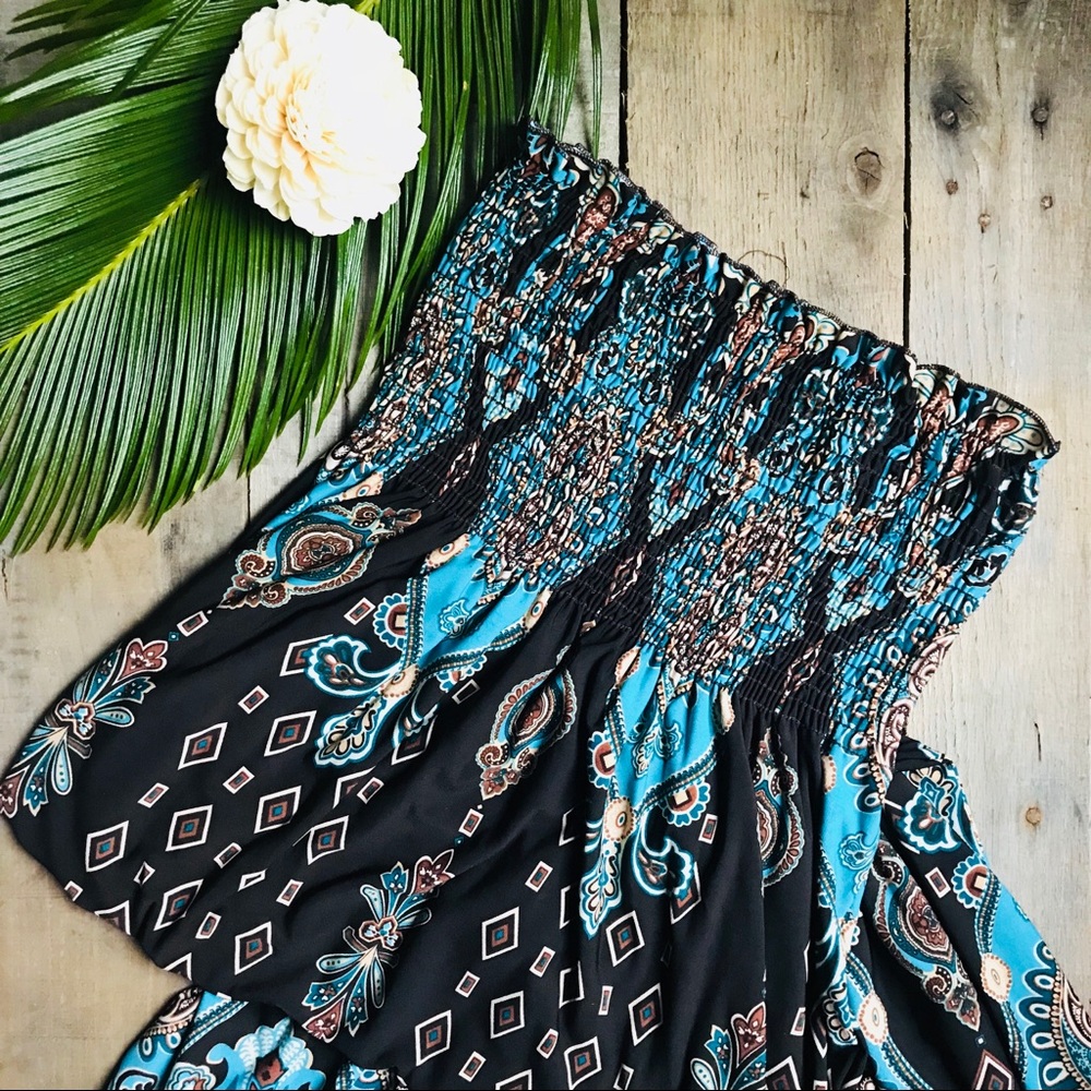 Brown & Turquoise maxi dress
